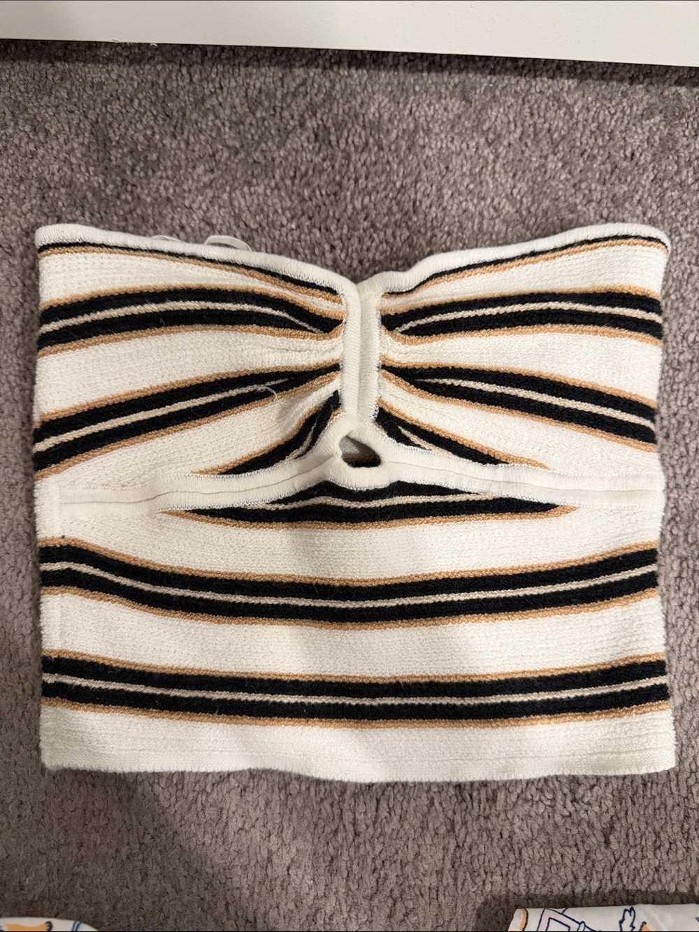 American Eagle Outfitters Cream Tube Top with Black and Tan Stripes